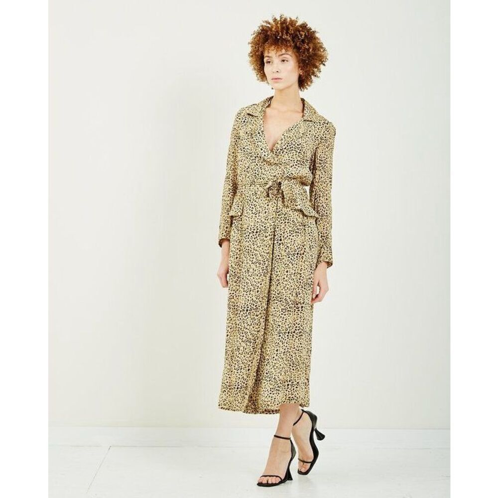 Mes Demoiselles Rosita Printed Coat Dress in Tan Panther Size 36 US 4-6 - Picture 12 of 12